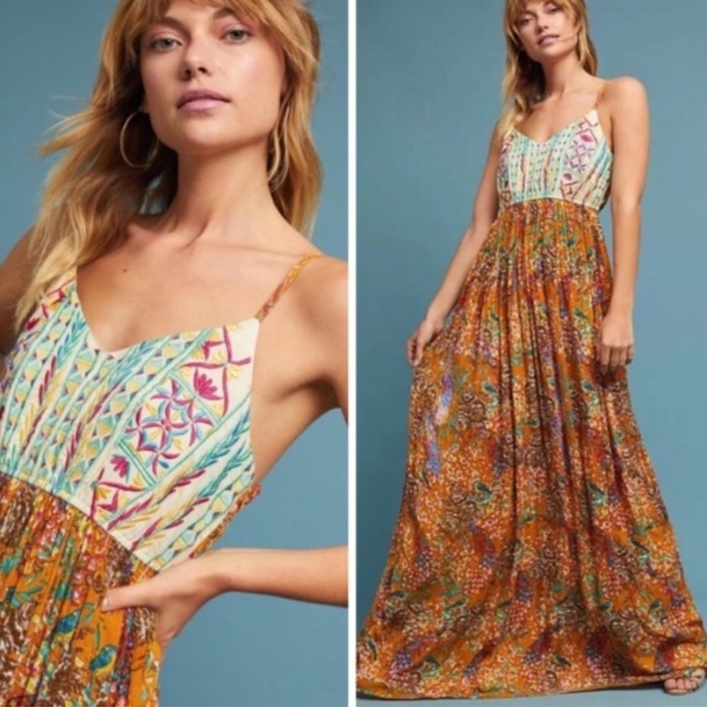 EUC Anthropologie Raga Parkland Maxi Dress Size S